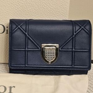 Like New Blue Christian Dior Tri-fold Wallet Small/Medium Size